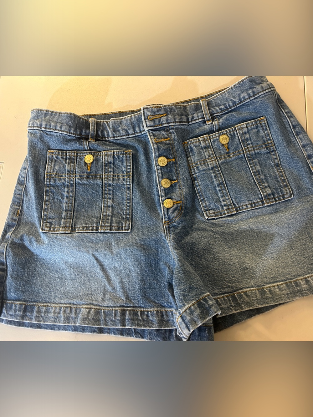 LOFT Women's Light Blue Denim Button-Front Jean Shorts